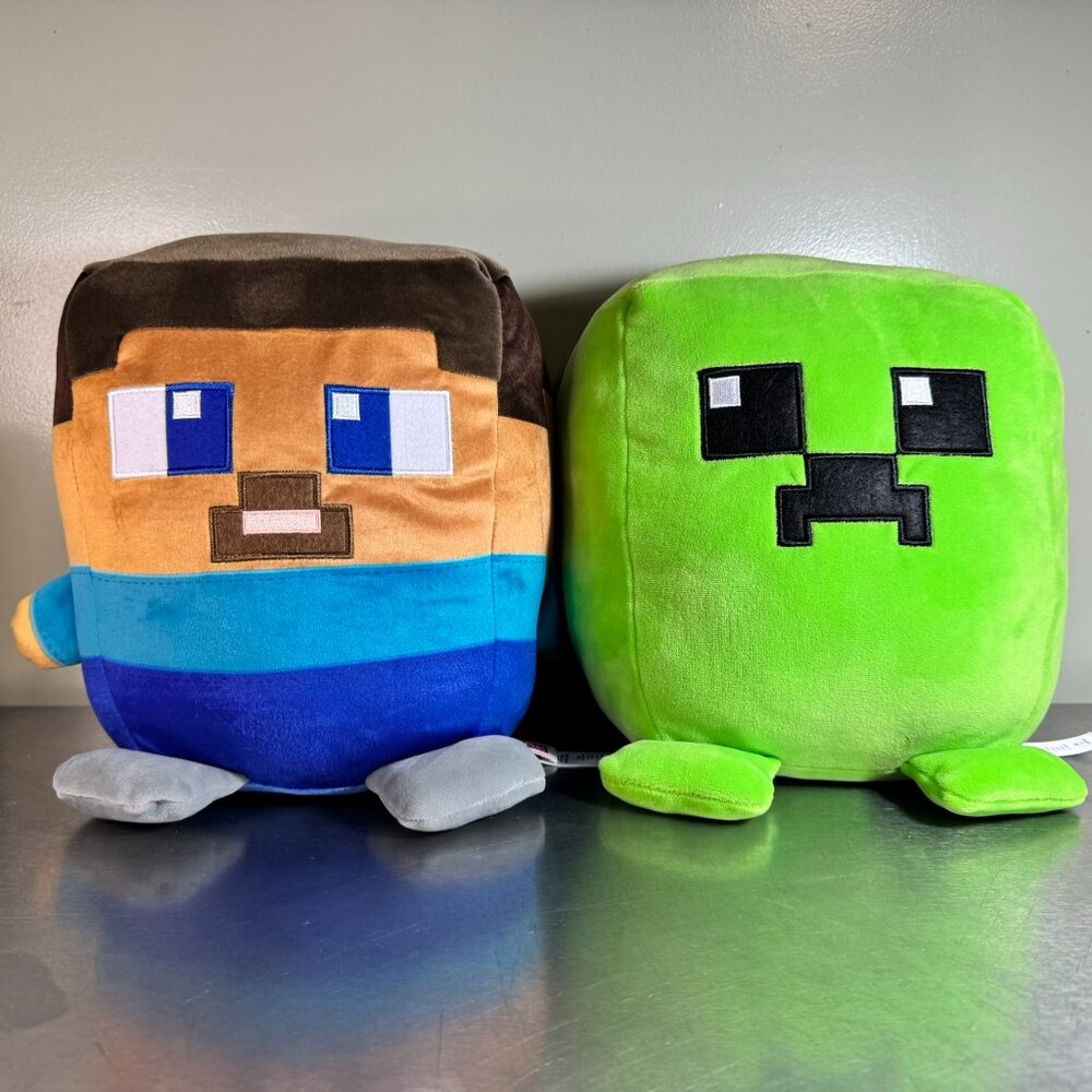NEW Cuutopia by Mattel 10” Minecraft Steve Plush AND 10" Creeper Plush